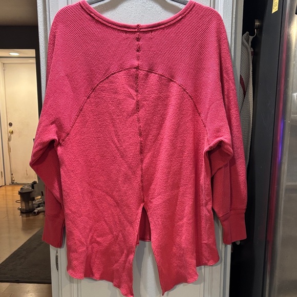 Free People We The Free Amelia Coral Long Sleeve Top High Low 100% cotton size M - Picture 5 of 11